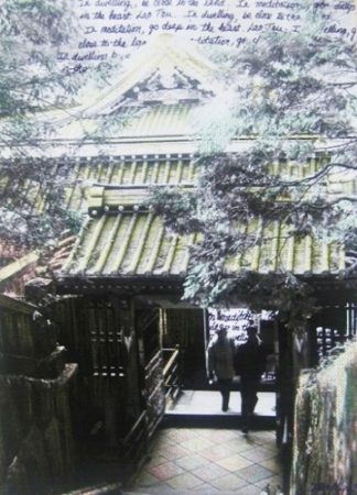 “Meditation Garden, Japan” Cyanotype, Film Photography and Mixed Media on Canvas, 8” x 10" by artist Tracy Ellyn. See her portfolio by visiting www.ArtsyShark.com