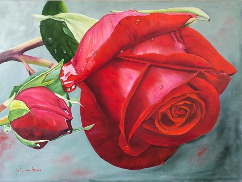 "Rose Otto" Oil on Linen, 120cm x 90cm by artist Lily Van Bienen. See her portfolio by visiting www.ArtsyShark.com