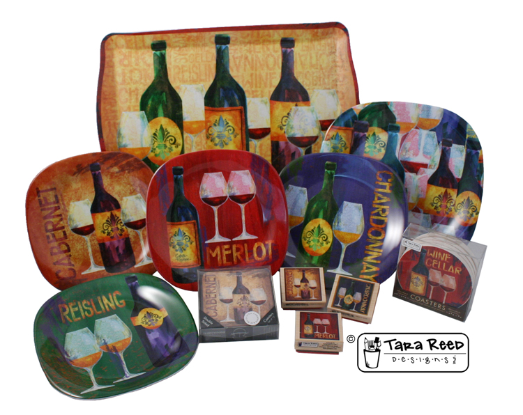 Trays with wine theme