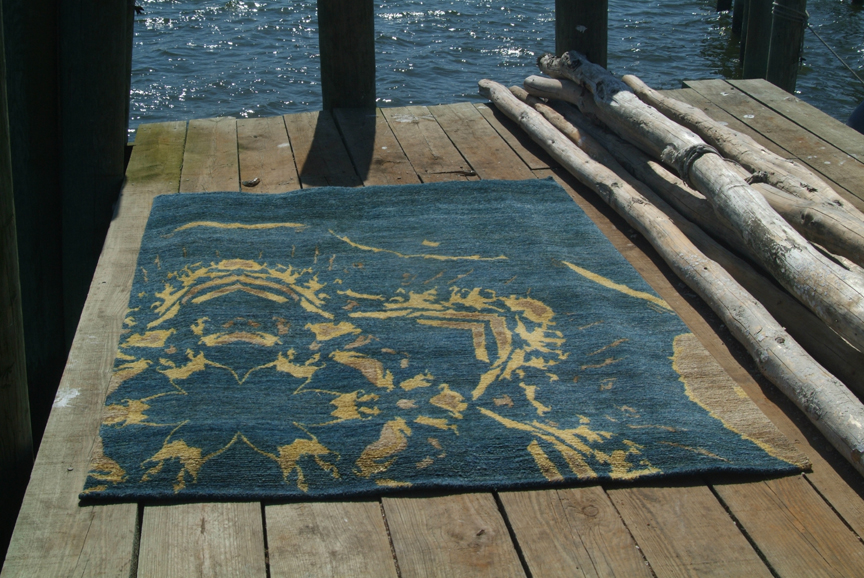 blue and gold rug