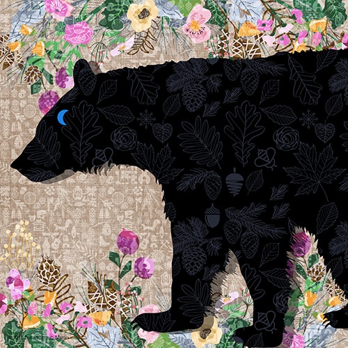 digital collage of a grizzly bear by Susan Straub-Martin