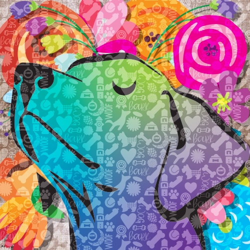digital collage portrait of a Golden Retriever by Susan Straub-Martin