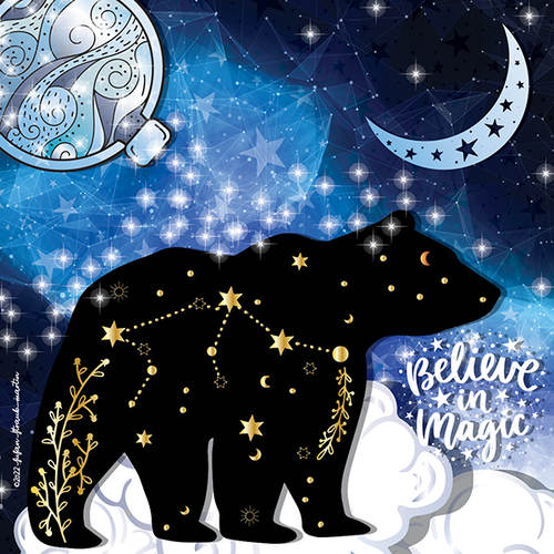 Black bear under the moon, digital collage by Susan Straub-Martin