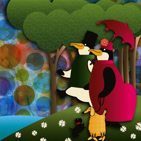 Painting of penguins