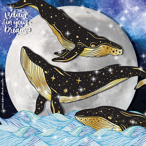 digital collage of whales by Susan Straub-Martin