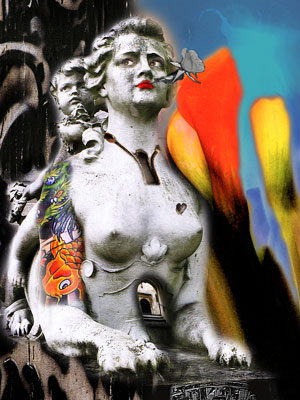 collage of woman sphinx