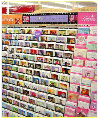 greeting cards in a store