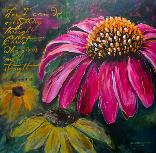 "Coneflower" mixed media art by Lisa Jaworski