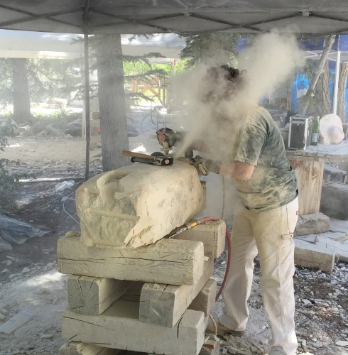 artist Robin Antar at work in her studio