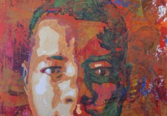 "Portrait" mixed media collage by GA Gardner
