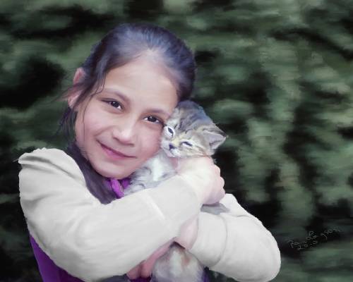Aisha with Kitten