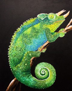 painting of a colorful chameleon