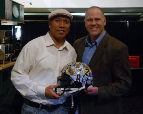 Artist Larry Klu and sports memorabilia