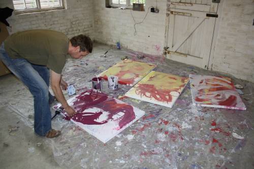Marc Lawrence painting in studio