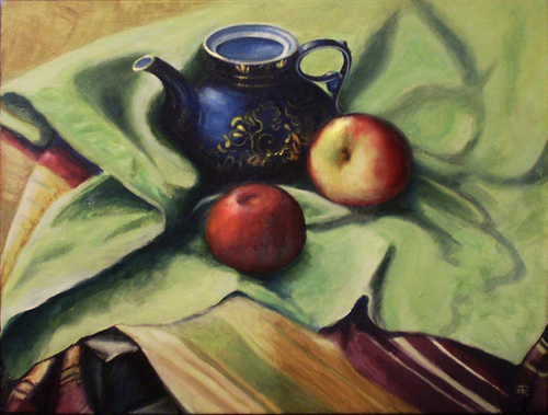 Blue Teapot with Apples