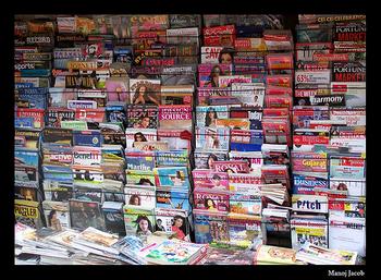 rack of magazines