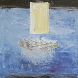 Abstract painting of boat and door