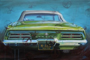 Painting of 1969 Pontiac Firebird vintage car