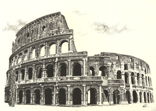 Illustration of the Colosseum by Alasdair Roy