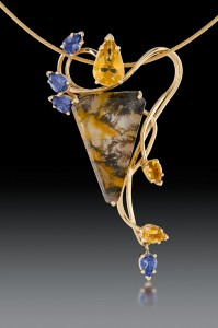 Agate, Iolite and Citrine necklace