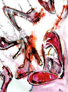 High heeled shoes falling
