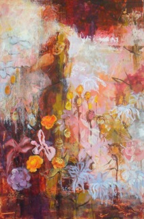 Abstract of woman with flowers
