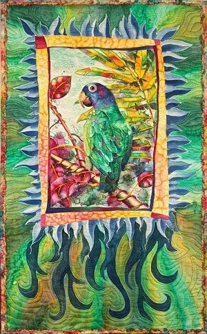 Conure Bird design on handpainted silk