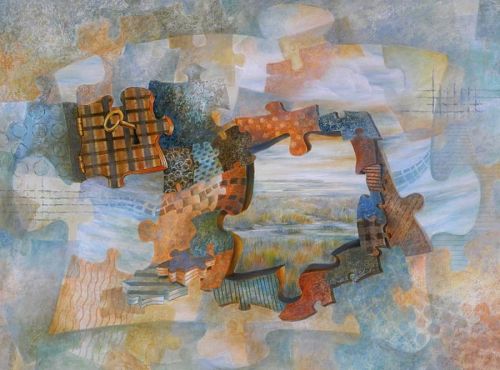 "Alice's Key" by artist Carol McIntyre; puzzle painting