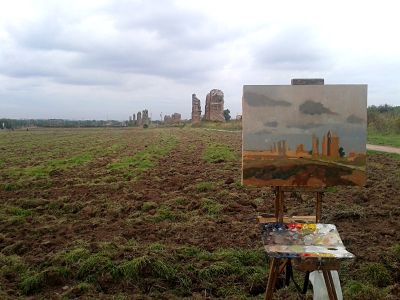 Painting in Progress at Rome's Park of the Appia Antica