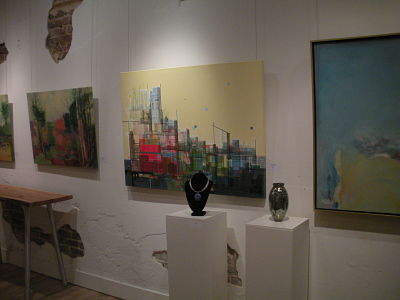 artwork and jewelry in a gallery