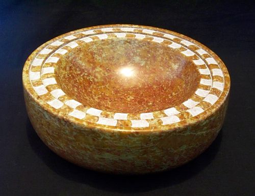 stone bowl with white pattern