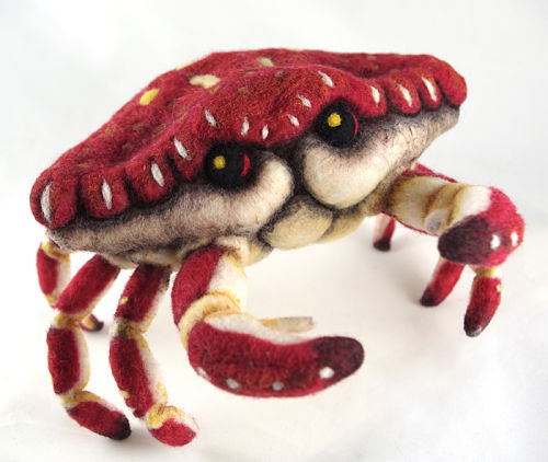 crab, needled felted animal, handcrafted crab
