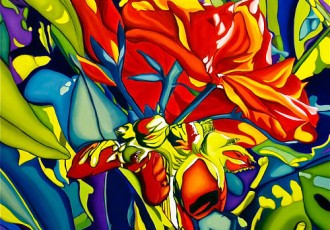 flower painting red