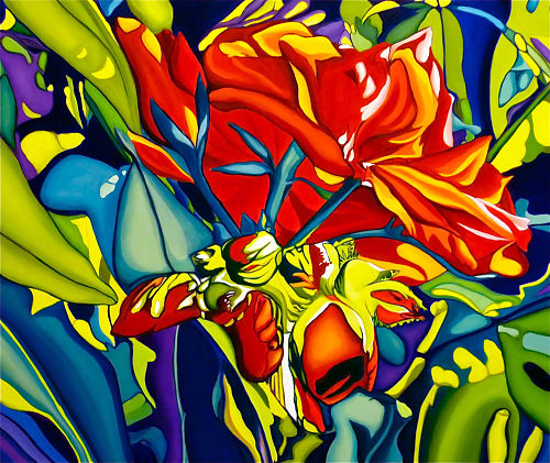 flower painting red