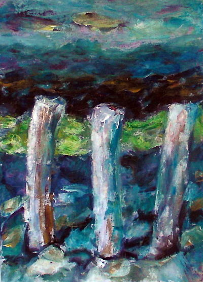 "Barricade" Acrylic on canvas; 2012;  size 27 3/16 x 19 ¼ in