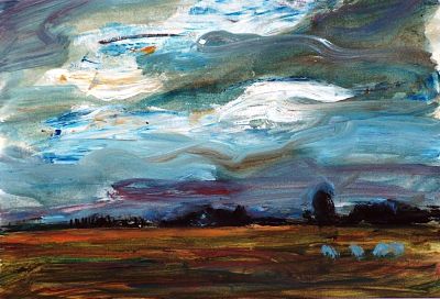 "Evening 01" Acrylic on prepared Steinbach 250 g/mg paper; 2007;  size 11 3/8 x 16 ½ in.
