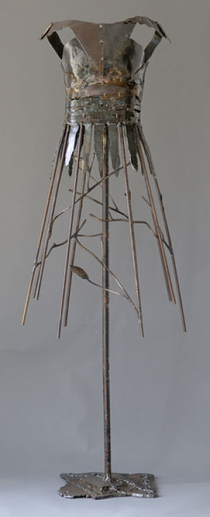 metal sculpture of a dress