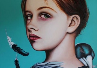 Young girl with feathers