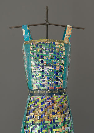 woven metal dress sculpture