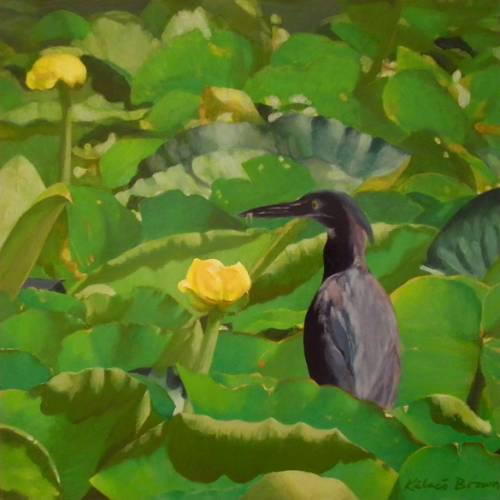 "Little Blue Heron, Bayou Segnette" by artist Kalaco Brown