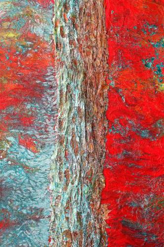 "Red Pine Ocean" 36” x 24” Museum barrier paper, tissue paper