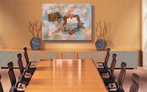 Completed in situ image for “Alice’s Key,” in a business conference room 