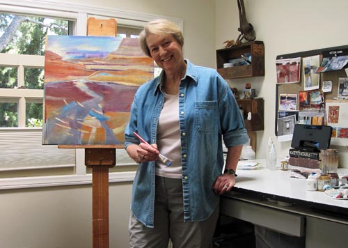 The artist Lynn Welker in her studio.