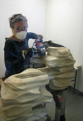 Norma Schwartz works in her studio at Capitol Arts Network