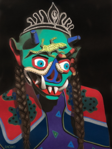 Soft pastel painting of a Carnival mask by Barbara Rachko