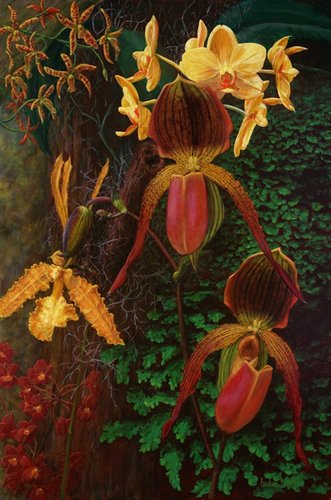 "Orchid Show 1" 36” X 24” acrylic on gesso board