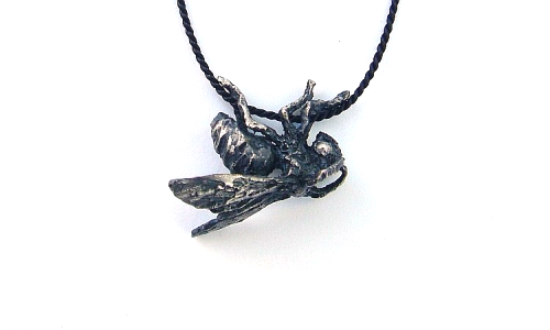 Solitary Wasp - HEXAPODA - Pendant, Lost wax, Silver, 3/4" x 3/4"
