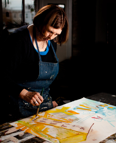 Maxine Taylor at work in her studio