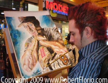Artist Rob Florio demonstrating