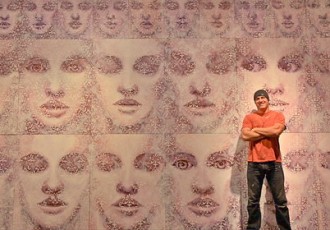 Artist in front of "The Best of Us"